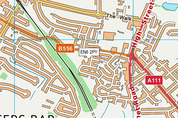 EN6 2PY map - OS VectorMap District (Ordnance Survey)