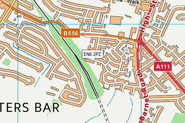 EN6 2PZ map - OS VectorMap District (Ordnance Survey)
