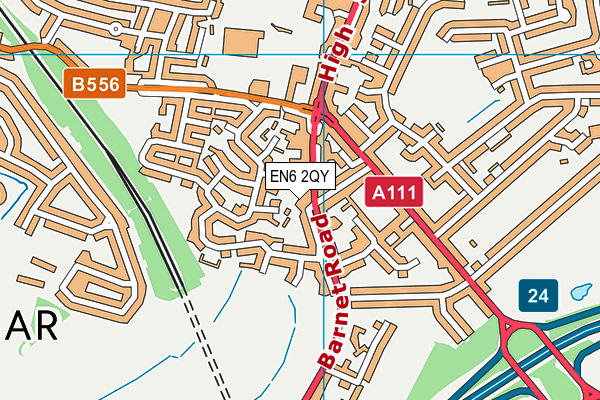 EN6 2QY map - OS VectorMap District (Ordnance Survey)