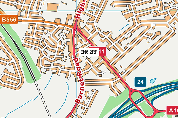 EN6 2RF map - OS VectorMap District (Ordnance Survey)