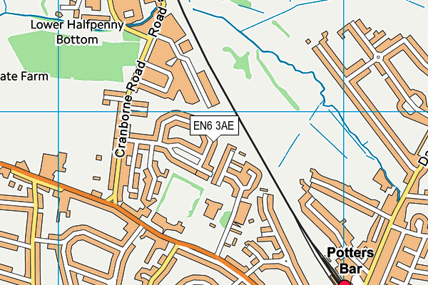 EN6 3AE map - OS VectorMap District (Ordnance Survey)