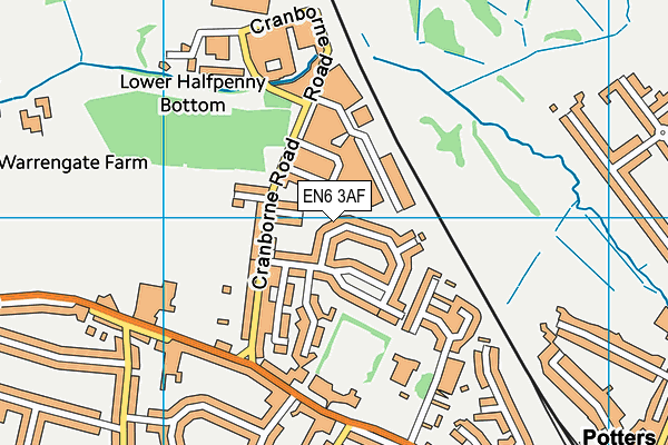 EN6 3AF map - OS VectorMap District (Ordnance Survey)