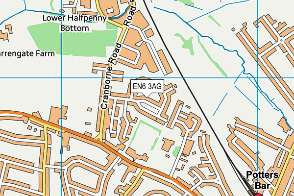 EN6 3AG map - OS VectorMap District (Ordnance Survey)