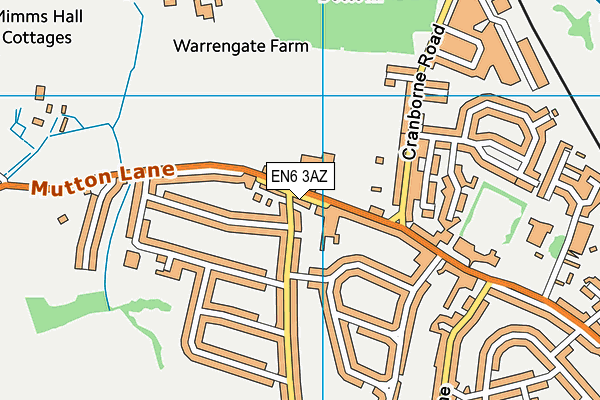 EN6 3AZ map - OS VectorMap District (Ordnance Survey)