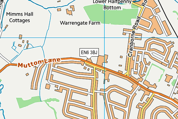 EN6 3BJ map - OS VectorMap District (Ordnance Survey)