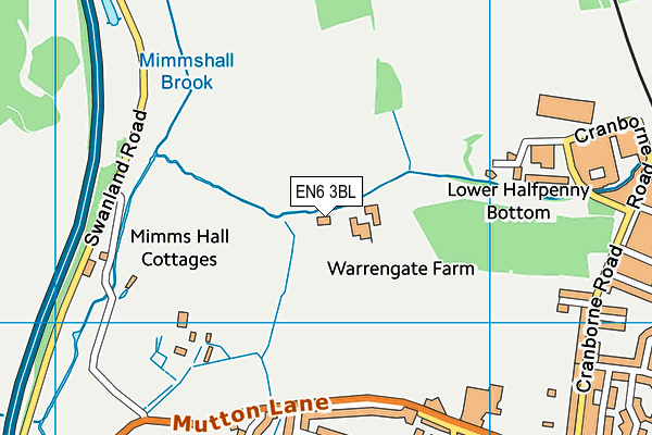 EN6 3BL map - OS VectorMap District (Ordnance Survey)