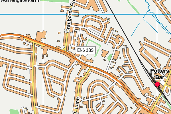 EN6 3BS map - OS VectorMap District (Ordnance Survey)