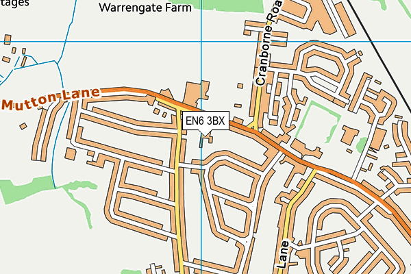 EN6 3BX map - OS VectorMap District (Ordnance Survey)