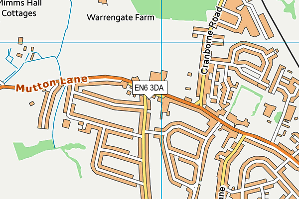 EN6 3DA map - OS VectorMap District (Ordnance Survey)