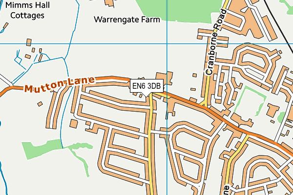 EN6 3DB map - OS VectorMap District (Ordnance Survey)