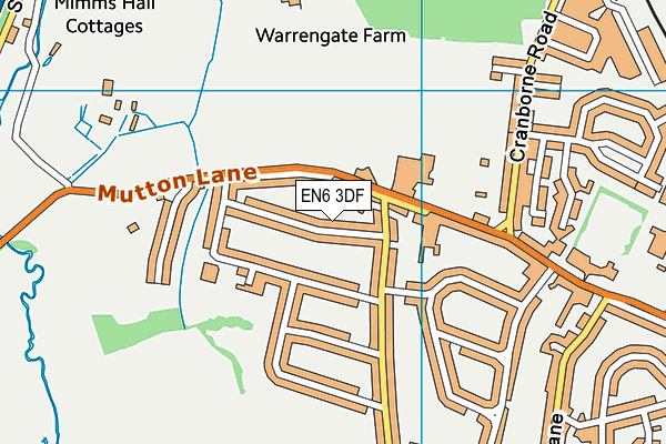 EN6 3DF map - OS VectorMap District (Ordnance Survey)