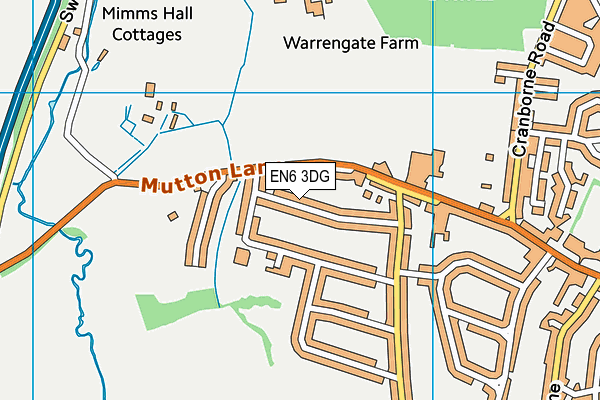 EN6 3DG map - OS VectorMap District (Ordnance Survey)