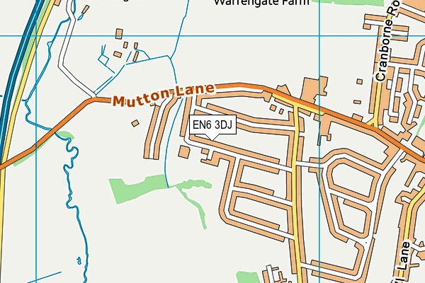 EN6 3DJ map - OS VectorMap District (Ordnance Survey)