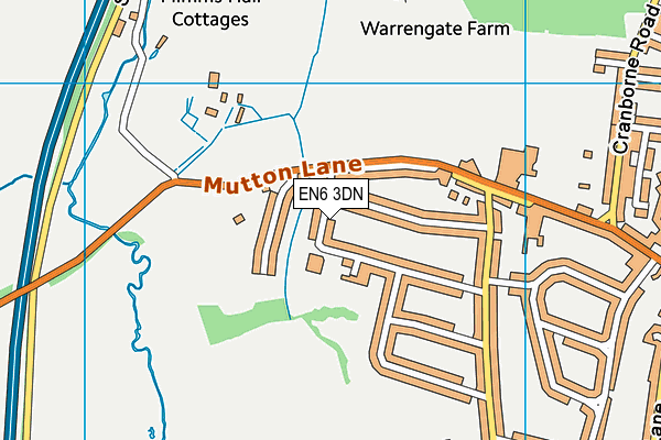 EN6 3DN map - OS VectorMap District (Ordnance Survey)