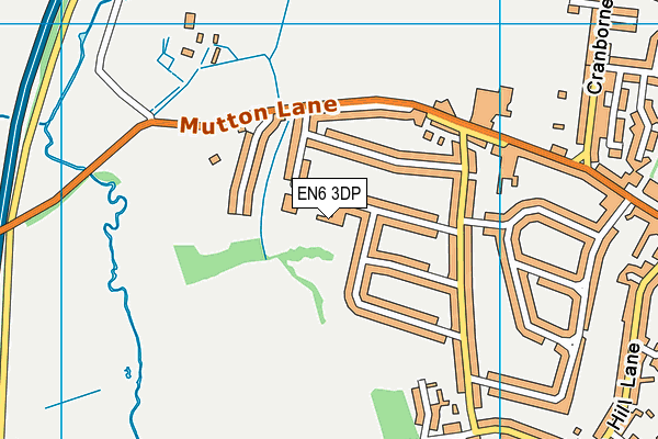 EN6 3DP map - OS VectorMap District (Ordnance Survey)
