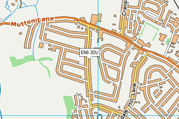EN6 3DU map - OS VectorMap District (Ordnance Survey)