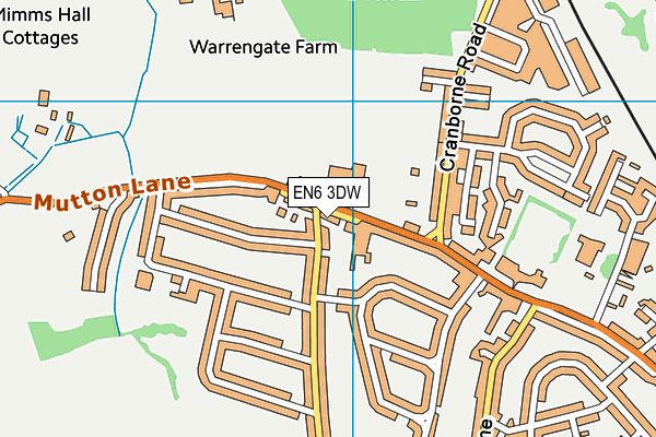 EN6 3DW map - OS VectorMap District (Ordnance Survey)