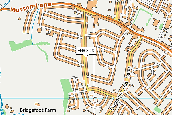 EN6 3DX map - OS VectorMap District (Ordnance Survey)