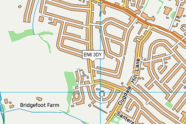 EN6 3DY map - OS VectorMap District (Ordnance Survey)