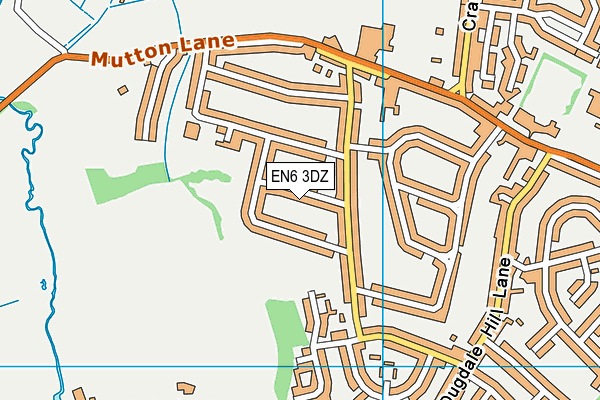 EN6 3DZ map - OS VectorMap District (Ordnance Survey)