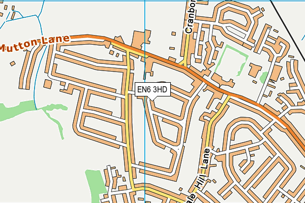 EN6 3HD map - OS VectorMap District (Ordnance Survey)