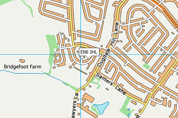 EN6 3HL map - OS VectorMap District (Ordnance Survey)