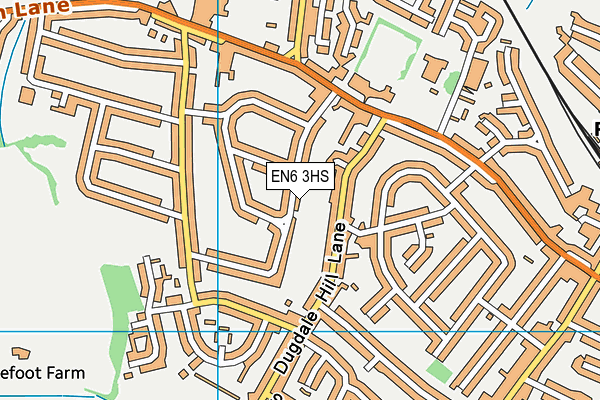 EN6 3HS map - OS VectorMap District (Ordnance Survey)