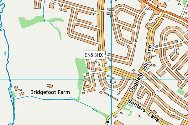 EN6 3HX map - OS VectorMap District (Ordnance Survey)