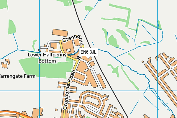 EN6 3JL map - OS VectorMap District (Ordnance Survey)