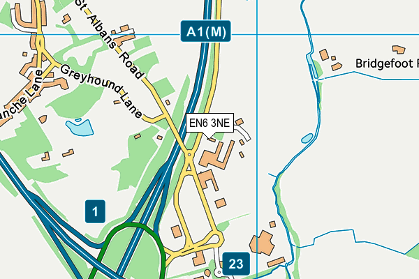 EN6 3NE map - OS VectorMap District (Ordnance Survey)