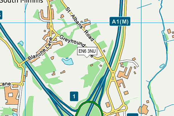 EN6 3NU map - OS VectorMap District (Ordnance Survey)