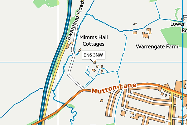 EN6 3NW map - OS VectorMap District (Ordnance Survey)