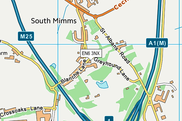 EN6 3NX map - OS VectorMap District (Ordnance Survey)