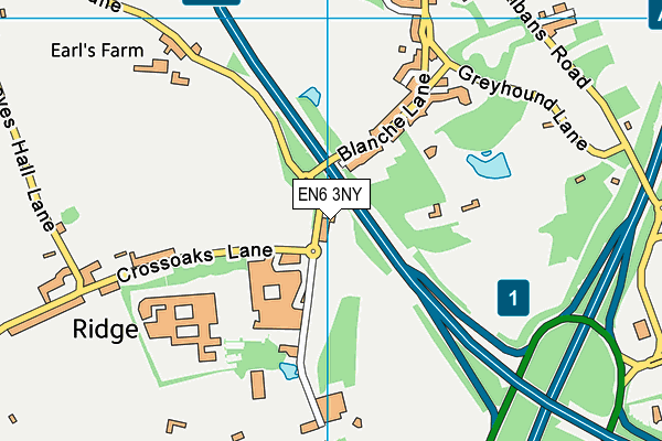 EN6 3NY map - OS VectorMap District (Ordnance Survey)
