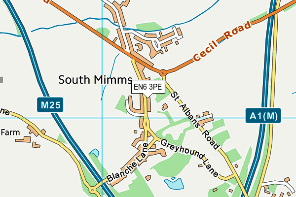 St Giles' CofE Primary School map (EN6 3PE) - OS VectorMap District (Ordnance Survey)