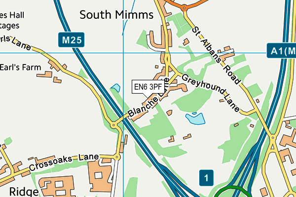 EN6 3PF map - OS VectorMap District (Ordnance Survey)