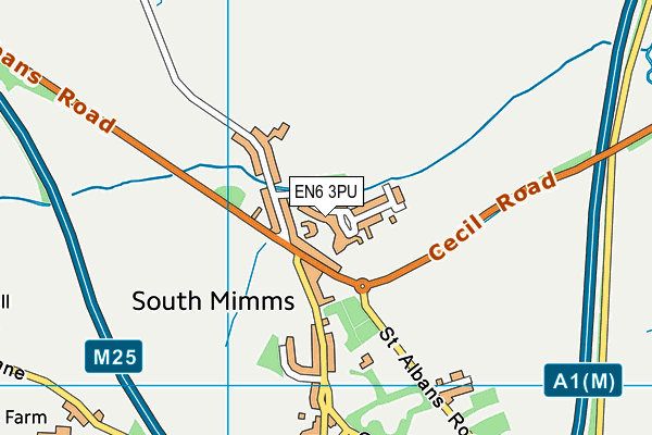 EN6 3PU map - OS VectorMap District (Ordnance Survey)