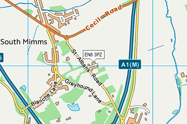 EN6 3PZ map - OS VectorMap District (Ordnance Survey)