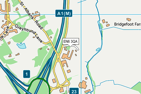 EN6 3QA map - OS VectorMap District (Ordnance Survey)