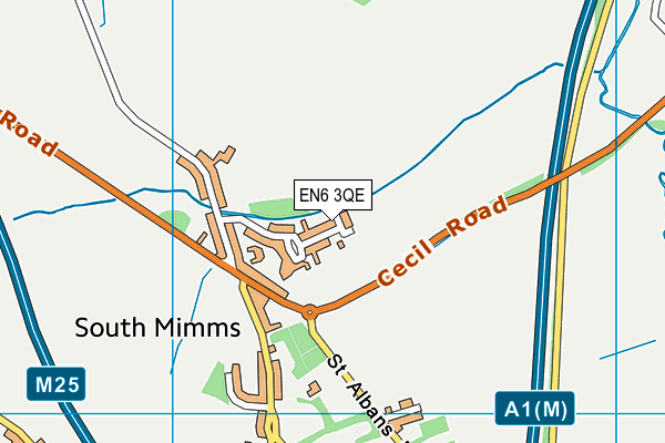 EN6 3QE map - OS VectorMap District (Ordnance Survey)