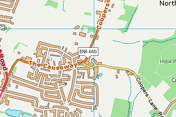 EN6 4AG map - OS VectorMap District (Ordnance Survey)