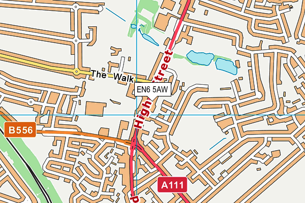 EN6 5AW map - OS VectorMap District (Ordnance Survey)
