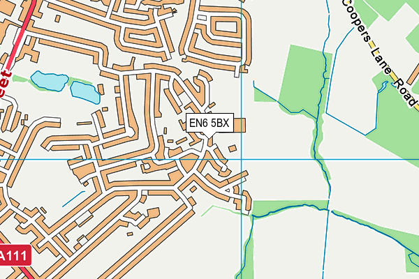 EN6 5BX map - OS VectorMap District (Ordnance Survey)