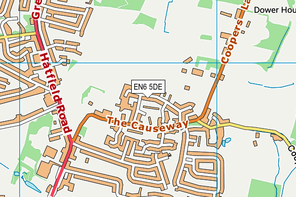 EN6 5DE map - OS VectorMap District (Ordnance Survey)