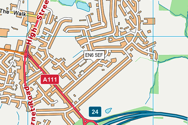 EN6 5EF map - OS VectorMap District (Ordnance Survey)
