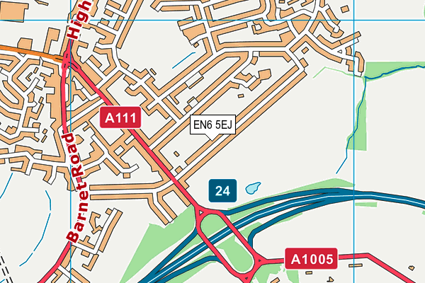 EN6 5EJ map - OS VectorMap District (Ordnance Survey)