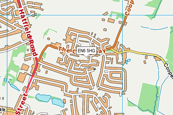 EN6 5HG map - OS VectorMap District (Ordnance Survey)