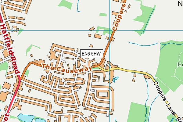 EN6 5HW map - OS VectorMap District (Ordnance Survey)