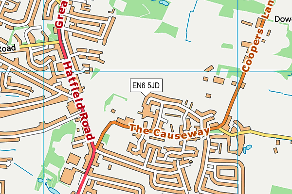EN6 5JD map - OS VectorMap District (Ordnance Survey)