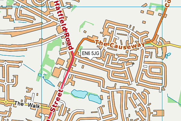 EN6 5JG map - OS VectorMap District (Ordnance Survey)